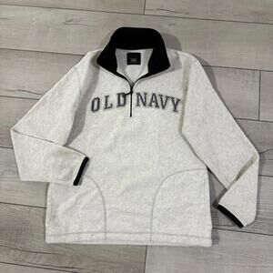 Old Navy Y2K Classic Fleece Quarter Zip Pullover Black Trim Size M Vintage Skate